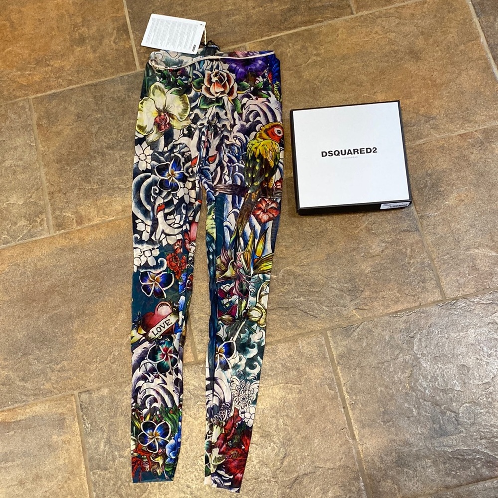 NEW Dsquared2 tattoomotif leggings/tights size small